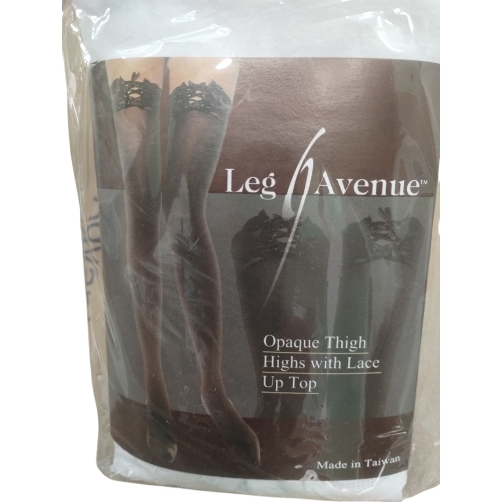 Leg Avenue White Opaque Thigh Highs with Lace Top